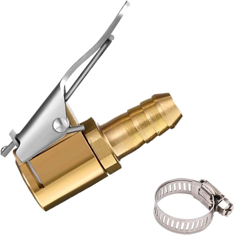 LDCRE Tire Air Chuck Adapter with Clip,5/16" Brass American Type Thread Pump Nozzle，tire Inflator Lock on Air Chuck, Air Compressor Tire Chuck Hose End with Barb Connector for Hose Repair 1PC - Image 1